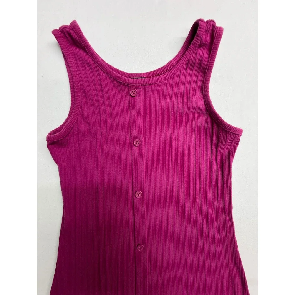 Art Class Girls Rib Knit Tank Dress Pink Button Front Sleeveless Size L 10/12